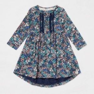 Girls Navy Blue Floral Print Dress £8.40