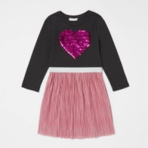 Bluezoo Girls Black Reversible Sequin Heart Dress