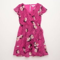 Debenhams Bluezoo Girls Pink Daisy Spot Print Wrap Dress
