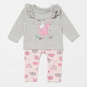 Bluezoo Baby Girls Grey Meowgic Top and Bottoms Set