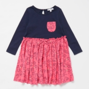 Bluezoo Girls Navy Blue Cat Print Dress