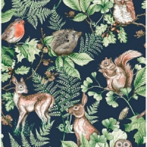 Superfresco Easy Woodland Animals Navy Wallpaper 10m £14.00