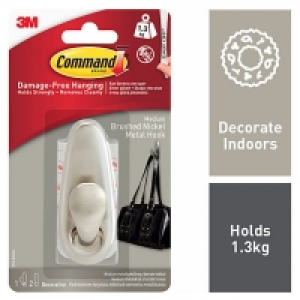 Command Brushed Nickel Medium Metal Hook £8.00