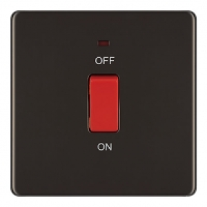 Wickes  Wickes 45A 1 Gang Cooker Switch Black Nickel Screwless Flat 