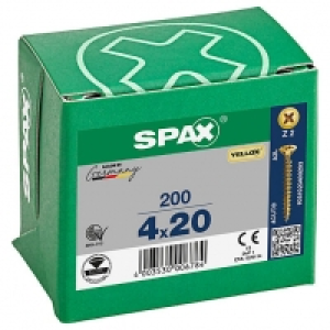 Spax Pz Countersunk Yellox Screws - 4x20mm - Pack Of 200