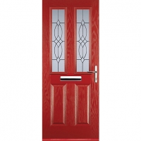 Wickes  Euramax 2 Panel 2 Square Red Left Hand Composite Door 840mm 