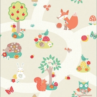 Wickes  Arthouse Forest Friends Neutral Wallpaper 10.05m x 53cm