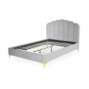 Aldi  Grey Double Scalloped Bed