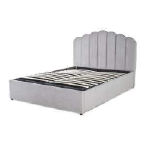 Grey King Size Scalloped Ottoman Bed