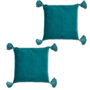 Teal Tassel Cushion 2 Pack