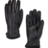 Aldi  Mens Plain Black Leather Gloves