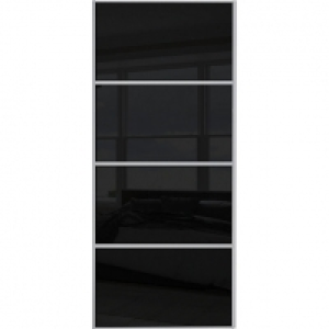 Spacepro Sliding Wardrobe Door Silver Framed Four Panel Blac £180.00