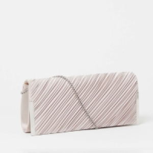 Debenhams Debut Taupe Twin Side Bar Pleated Satin Clutch Bag