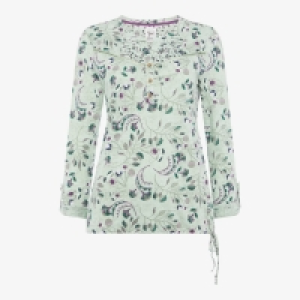 Mantaray Green Poppy Print Cotton Bubble Hem Top