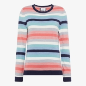 Maine New England Blue Colour Block Multi Stripe Ultrasoft Jumper
