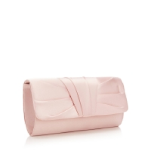 Debut Pink Satin Ruched Pleat Clutch Bag