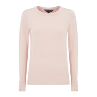 Debenhams Dorothy Perkins Pink Pearl Cuff Crew Neck Jumper with Sustainable Viscose