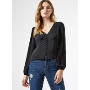 Debenhams Dorothy Perkins Black Button Through Blouse