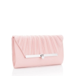 Debut Pink Satin Ruched Bar Clutch Bag