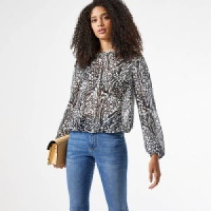 Dorothy Perkins Multi coloured tiger and floral print balloon sleeve blouse