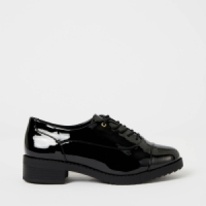 Debenhams Principles Black Race Patent Lace Up Wide Fit Shoes