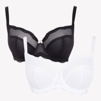 Debenhams Gorgeous Dd+ 2 Pack Black and White Tabitha Mesh Underwired Non-Padded 