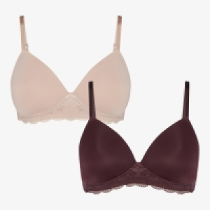Debenhams 2 Pack Chocolate and Pink Lace Non-Wired Padded T-Shirt Bras