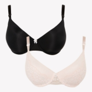 Gorgeous Dd+ 2 Pack Light Pink And Black Daisy Lace Underwired Padded D