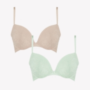 Debenhams Debenhams 2 Pack Pale Green and Pale Pink Ruby Lace Underwired Padde