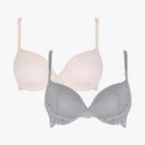 Debenhams 2 Pack Light Grey Lucia Spotted Lace Underwired Padded T-S