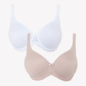 Gorgeous Dd+ 2 Pack Taupe And White Underwired Non-Padded DD+ T-Shirt Bra