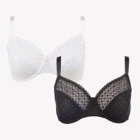 Debenhams Gorgeous Dd+ 2 Pack Black and White Lace Underwired Non-Padded Minimiser 