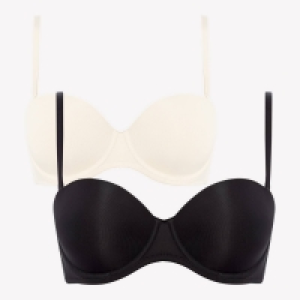 The Collection 2 Pack Black and Nude Microfibre Underwired Padded Strapless