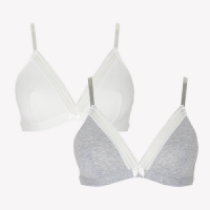 Debenhams 2 Pack Grey and White Cotton Rich Non-Wired Non-Padded Bras