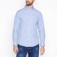 Debenhams Maine New England Blue Checked Cotton Long Sleeves Regular Fit Shirt
