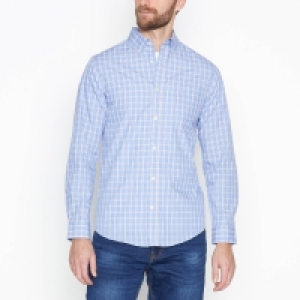 Maine New England Blue Checked Cotton Long Sleeves Regular Fit Shirt