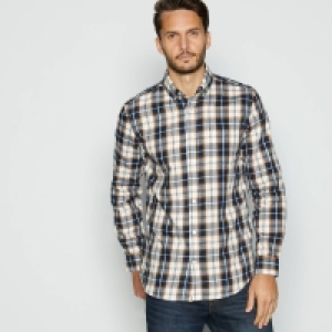 Maine New England Mustard Check Brushed Cotton Long Sleeve Regular Fit Shirt