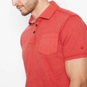 Mantaray Red Organic Cotton Slub Garment Dye Polo Shirt
