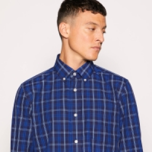Maine New England Blue Checked Long Sleeve Regular Fit Shirt