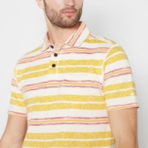 Mantaray Yellow Birdseye Stripe Space Dye Cotton Polo Shirt