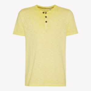 Mantaray Yellow Oil Wash Y-Neck Cotton T-Shirt