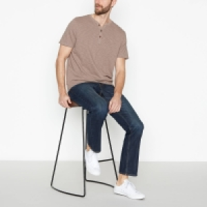 Mantaray Brown Y-Neck Cotton T-Shirt