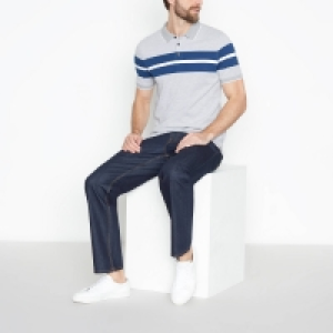 Maine New England Light Grey Striped Cotton Rich Vienna Polo Shirt