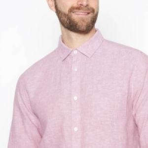 Debenhams Maine New England Light Pink Linen Blend Long Sleeves Regular Fit Shirt