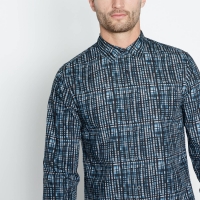 Debenhams J By Jasper Conran Navy Geometric Square Cotton Long Sleeves Regular Fit Shirt