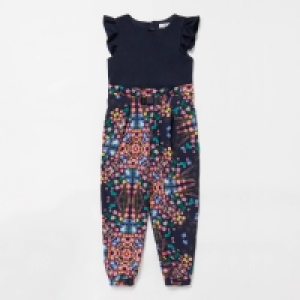 Lola & Maverick Girls Navy Blue Floral Print Mock Jumpsuit