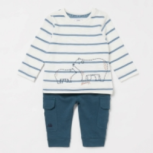 Mantaray Baby Boys Navy Polar Bear Bodysuit and Bottoms Set