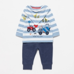 Bluezoo Baby Boys Blue Daddy and Me Top, Bottoms and Bib Set