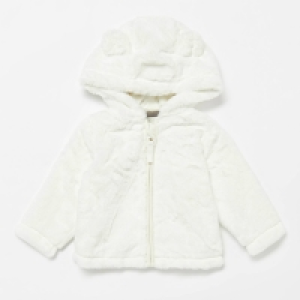 Bluezoo Baby Girls Off White Faux Fur Jacket