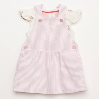 Debenhams J By Jasper Conran Baby Girls Pink Stripe Cotton Pinafore and Bodysuit Set